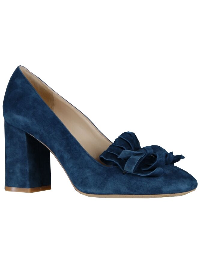 blauwe pumps blokhak