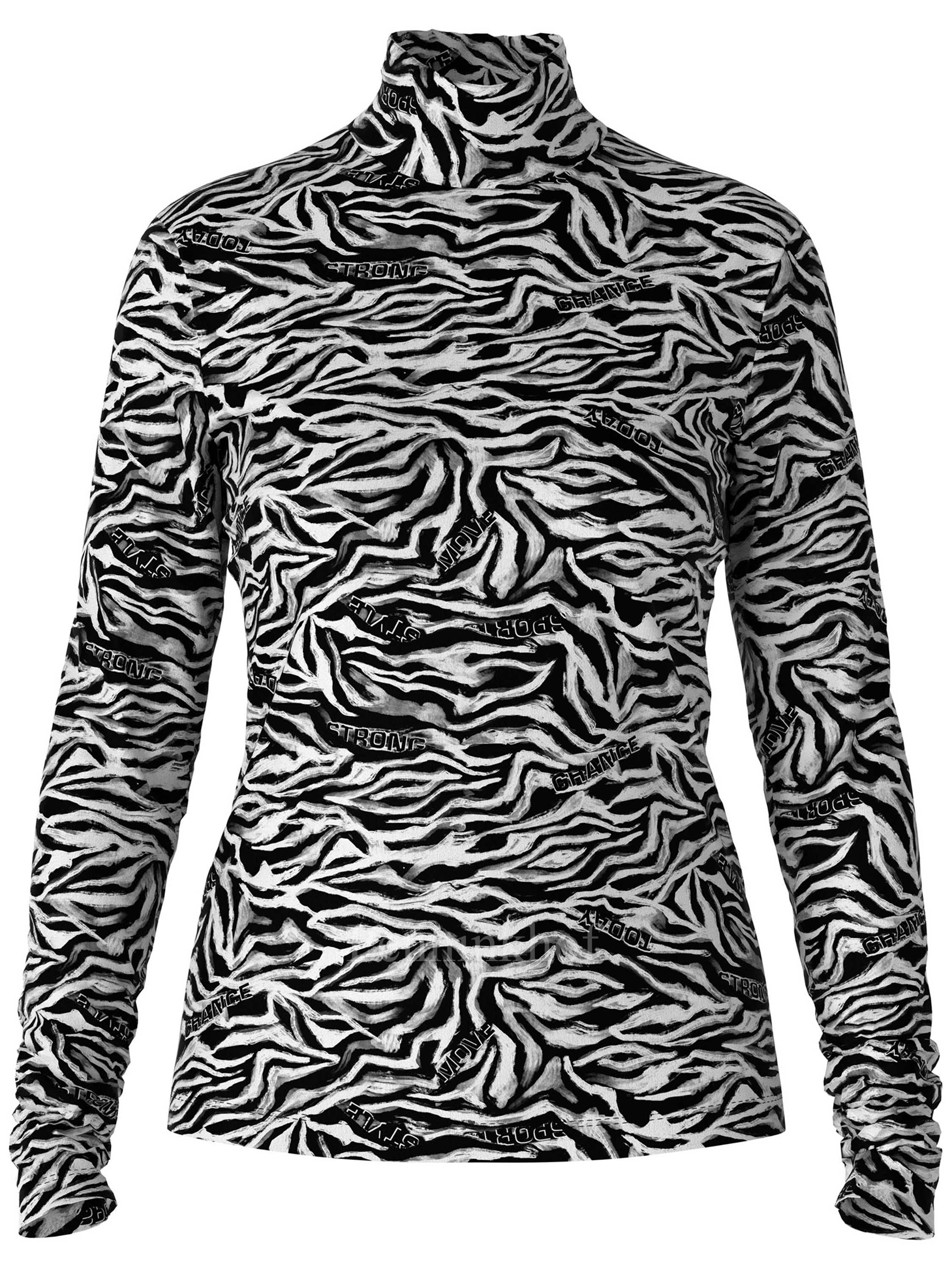 Moving zebra print deals funnel jumper