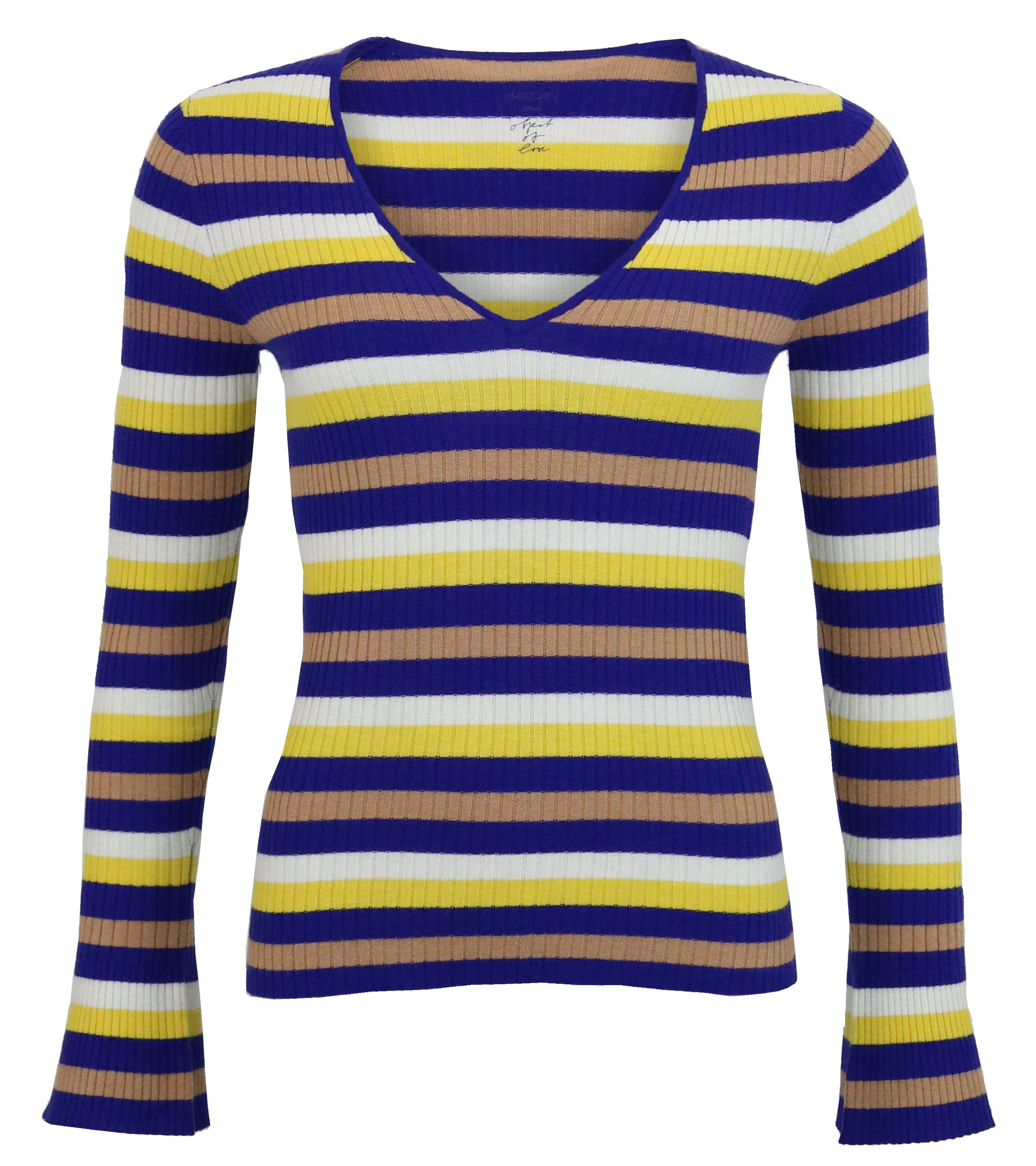 Marc Cain pullovers MC4106 M54 Kobalt Blauw bij Marc Cain pullovers MC4157 M53 Roomwit bij Penninkhofmode.nl